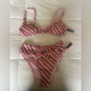 Victoria Secret bikini swimsuit, size Medium, pink stripes